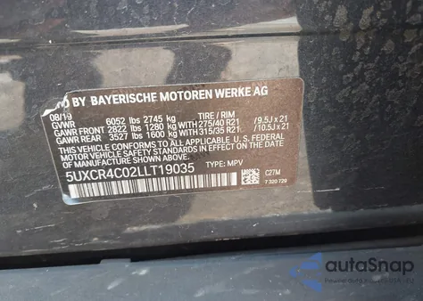 2020 BMW X5 Sdrive40I z USA, uszkodzony, nr VIN 5UXCR4C02LLT19035